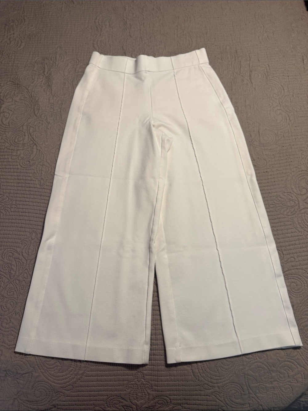 Jones New York White Wide-Leg Cropped Trousers